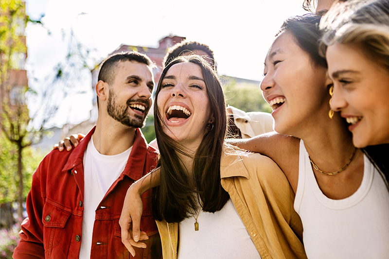 Happy Younger People Having Fun in a City