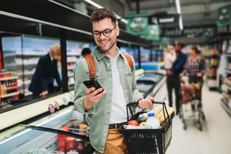 Person buying healthy groceries